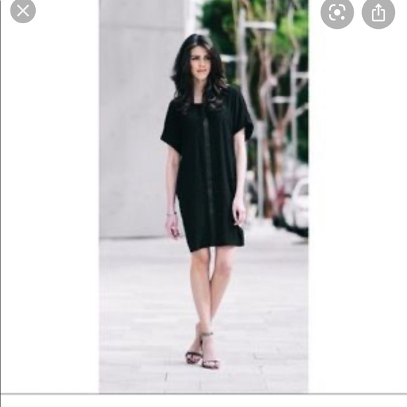 Madewell leather edge shirt dress. - Picture 1 of 4